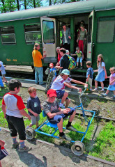 Při oslavě 130 let trati z Nového Sedla do Lokte v roce 2007
byla předvedena šlapací vozítka.