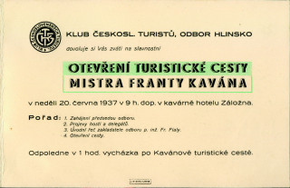 Pozvánka na vycházku z roku 1937 (foto: archiv KČT Hlinsko)